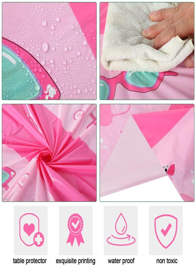 اودين مفارش طاولة حفلات عيد ميلاد الأميرات الوردية من أودين، 6 قطع، مقاس 54 بوصة × 108 بوصة، للأطفال والفتيات، بتصميم دمى الأميرات، أغطية طاولات بلاستيكية للاستخدام مرة واحدة، لوازم الحفلات - Image 3